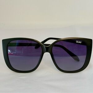 Quay Australia Black Cat-Eye Sunglasses with Purple Lenses